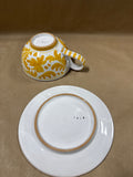 (A) Yellow Hand Painted Soup Bowl With Plate — Made In Italy
