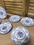 English Ironstone Blue Floral Dessert Plates - Set Of 6