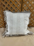 White/Linen Color Pillow with Fringe