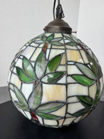 Palm Tree Vintage Stained Slag Glass Hanging Globe Light