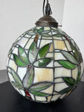 Palm Tree Vintage Stained Slag Glass Hanging Globe Light
