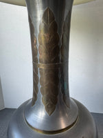Asian Inspired Pewter & Brass Table Lamp (WORKS)
