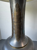 Asian Inspired Pewter & Brass Table Lamp (WORKS)