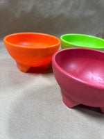 Set Of 3 Colorful Guacamole Footed Bowls