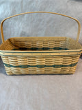 Large Woven Rectangle Longaberger Basket With Green Trim