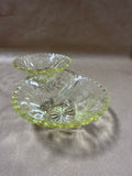 Pair Of Yellow Depression Glass Floral Bowls