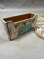 Set Of 6 Leather Handpainted Coasters From Columbia