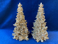 Pair of Decorative Golden Christmas Trees