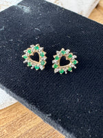 Emerald & 10K Gold Heart Stud Earrings