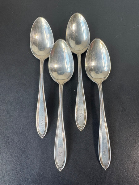 4-PC J.S. Co. Engraved Sterling Silver Serving Spoons
