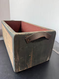 Welcome to Our Garden Primitive Style Wooden Planter or Storage Box with Leather Handles