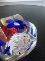 (B) 2-Tone Floral Garden Art Glass Paperweight