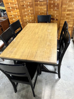 Two Tone Dining Table with (6) Black Chairs