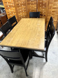 Two Tone Dining Table with (6) Black Chairs