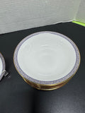 (G) 9-Piece Wedgwood England Palatia R4700 Greek Key Bone China Coupe Cereal Bowls Set