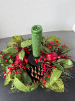 Faux Fruit & Hollyberries Candle Centerpiece
