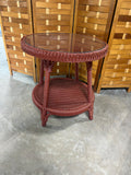Red/Rust Painted Wicker Table with Glass
