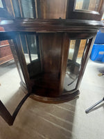 Lighted Corner Curio with Curved Glass and Mirrored Back ***HEAVY ITEM***