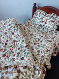 Wooden Doll Bed with 3-Piece Bedding Set
