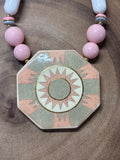 Pink, White & Gray Necklace/Earring Set