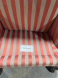 Henredon Stripe Wingback Chair With Arm Covers