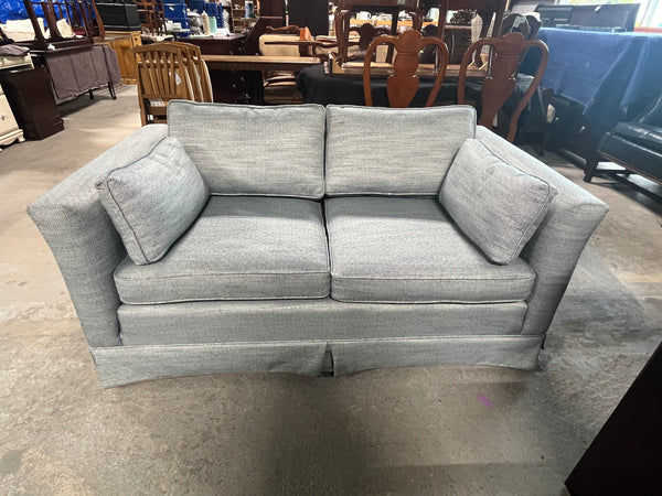 Upholstered Love Seat, steel blue color,  2 Available, PRICED INDIVIDUALLY, $225 each***HEAVY ITEM***
