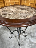 Round Side Table with Metal Base
