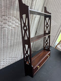 Chippendale Style Indonesia Hanging Wall Shelf with Lattice Side Panels & Drawer (C)