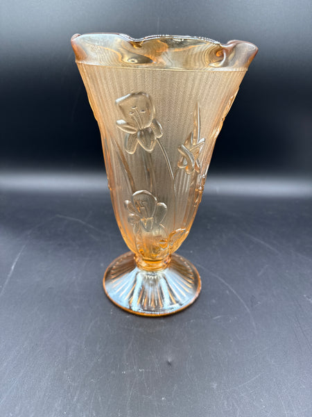 Jeanette Glass Iris And Herringbone Glass Vase