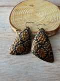 Faux Snakeskin Hammered Metal Earrings