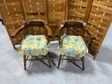Pair of Wooden Arm Chairs with Chair Cushions