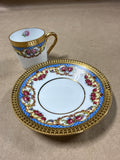 (C) Legle Limoges Teacup With Saucer — Blue Trim With Roses