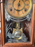 Wm. L. Gilbert Clock Co. Calla Vintage Wooden Mantel Clock with Key