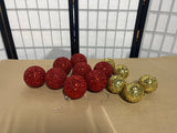 Shimmering Red and Gold Plastic Ornaments, 13 pc