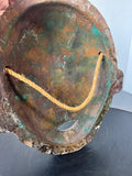 Painted Stone African Tribal Mask with Lizard