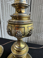 Pair of Large Heavyweight Brass Plated Lamps (WORKS)