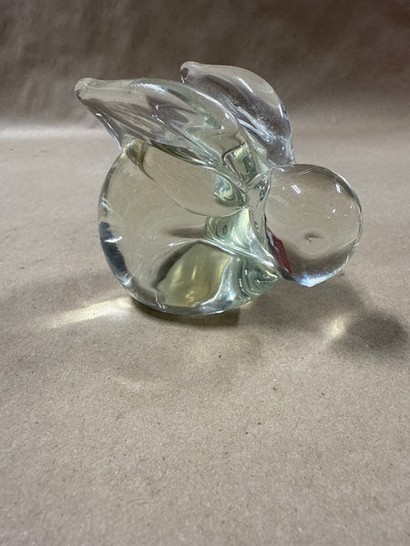 (A) Clear Glass Rabbit Paper Weight