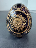 Fabergé Style Russian Amethyst Gilt Etched Glass Egg