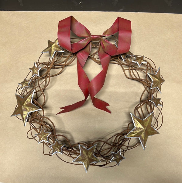 Metal Wreath with Bow & Stars - TWO AVAILABLE PRICED INDIVIDUALLY $18 EA