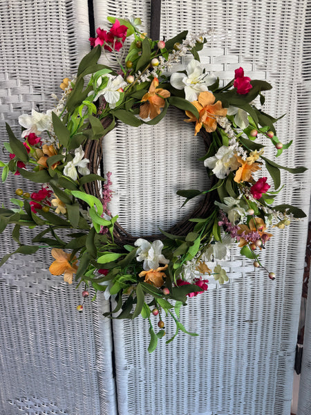Colorful Faux Floral Spray Wreath