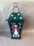 Metal Holiday Penguin Tea Light Candle Lantern