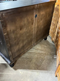 Distressed Black Console Cabinet with Glass Doors