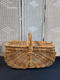 Rustic French Style Double Sided Wicker Picnic Basket READ DESCRIPTION