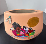 Hand Painted Pottery Vase with Native American Artwork