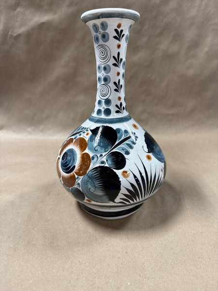 Neutral Color Mexican Floral Vase
