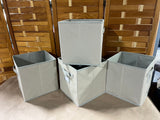 Set of 4 Tan Color Collapsable Fabric Storage Cube/Bins