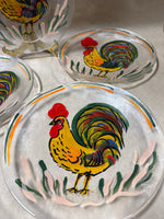 Set Of 4 Hand Painted Rooster Plates