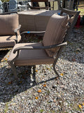 Brown Metal Loveseat and Two Chair Outdoor Set w/Rapid Dry Cushions