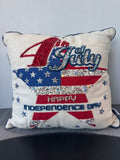 Independence Day Bead Embroidered Throw Pillow
