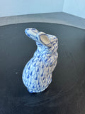 Andrea by Sadek Porcelain Blue Fishnet Bunny Rabbit Figurine